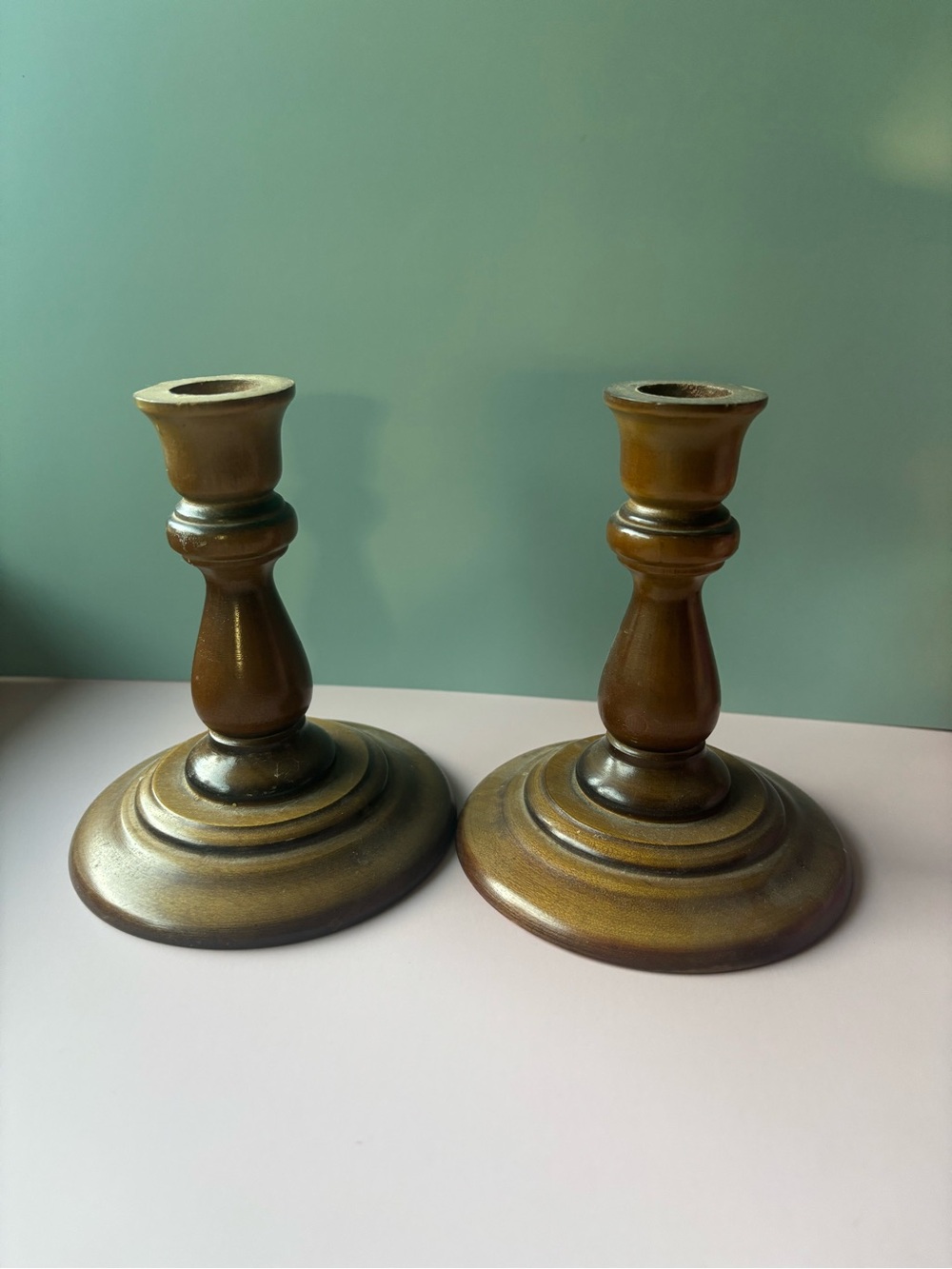 Vintage Lenox Wood Candlestick Pair - Home Accents